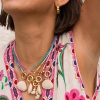 Collar de Acero Inoxidable para Mujer, Chapado en Oro, con Colgante de Cuentas de Arroz, Estilo Playa, para Fiestas