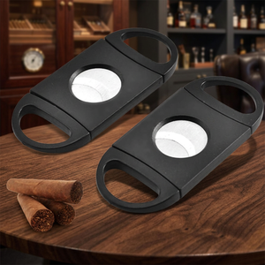 NOVISON ZC-260804-305 Coupe-cigares double lame de haute qualité en acier inoxydable et ABS, portable, classique, de table, noir, avec logo personnalisé - Product Image 3