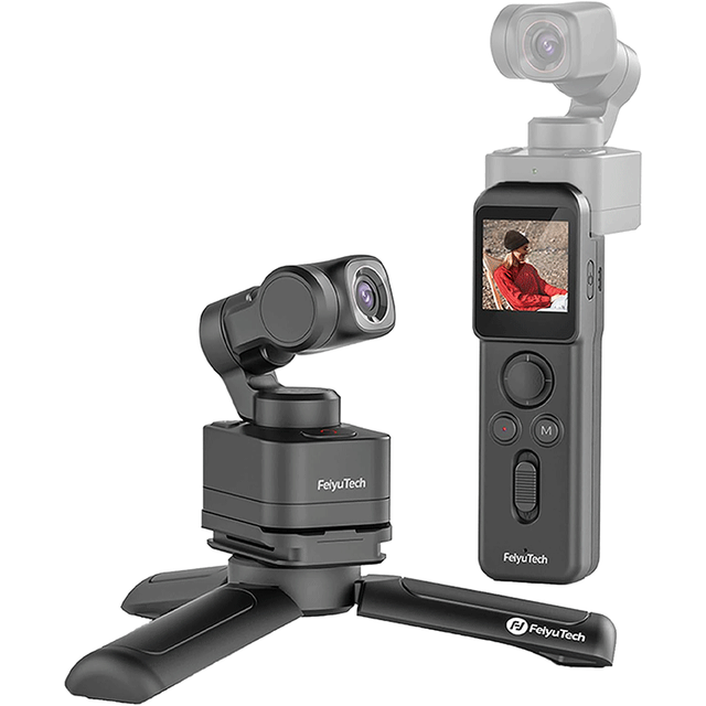 FeiyuTech Pocket 3 Kit Cordless Detachable 3-Axis Stabilizer Gimbal 4K 60fps MicroSD CMOS Magnetic Attach Face Tracking 180