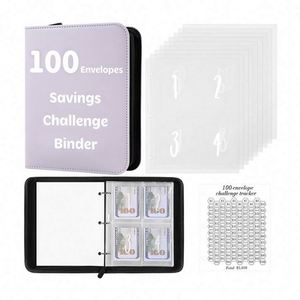 Carpeta Espiral de Cuero para Ahorro de Dinero, 100 Sobres para Ahorro, Desafío de Ahorro, Libro Morado con Cierre para Ahorrar $5,050 - Product Image 1