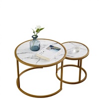 Nouvelle conception de table basse ronde en métal noir moderne à 2 niveaux pour salon, en fil de fer