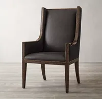 Chaise à dossier haut de style moderne des années 1950 de la dynastie Sassanide, chaise de salle à manger en cuir Ames
