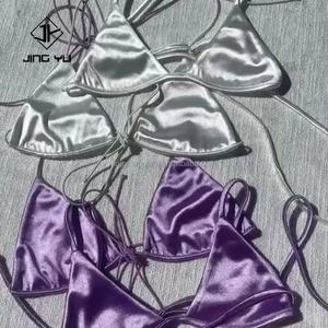 Conjunto de Bikini Personalizado con Cordones, Color Sólido, Traje de Baño Triangular con Tanga para Mujer, Servicio OEM - Product Image 4