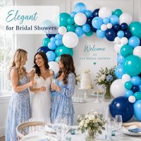 Kit d'arche de guirlande de ballons personnalisée bleu marine, bleu sarcelle et blanc en latex pour la décoration de fête, de baby shower ou d'anniversaire pour garçons