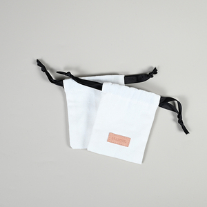 GLAMPKG Microfiber Logo White Cotton Canvas Bags 8*10cm Dusty Gift Bag Jewelry Packaging Drawstring Pouches - Product Image 6
