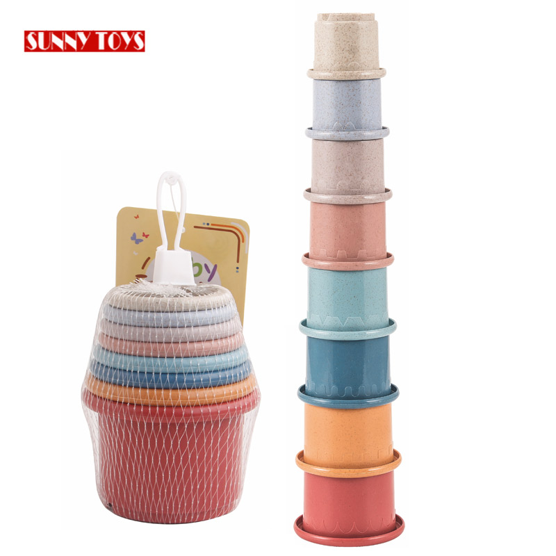 Детские развивающие пляжные игрушки для ванной, круглые складные полипропиленовые пластиковые стаканы из пшеничной соломы