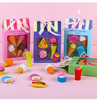 Nouvel ensemble de gommes en forme de gâteau pour enfants # Cadeaux créatifs, boîte à gâteaux mignonne, gomme à effacer, gommes kawaii, vente en gros