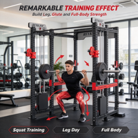 Rack de squat robuste à six poteaux avec machine à câbles intégrée – Équipement de fitness pour la musculation