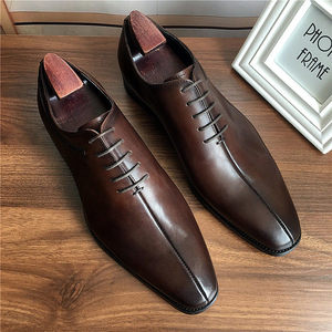 New style lace-up business formal leather shoes, handmade <b>by</b> men, for business and casual wear, top-grain cowhide shoes - Product Image 5