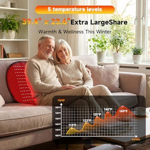 Tapis de <span class=keywords><strong>luminothérapie</strong></span> rouge 39,4'' x 23,6'' pour le corps, couverture de <span class=keywords><strong>luminothérapie</strong></span> à 360 LED pour la maison, soulagement des douleurs musculaires - Product Image 3