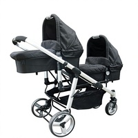 Nouvelle arrivée, poussette tandem pour jumeaux VICO haut de gamme, cadre en aluminium, tissu pliable, grandes roues avec frein, deux places