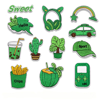 Patchs thermocollants brodés en tissu vert pour la Saint-Patrick, motif feuille de cactus, décoration de vêtements, appliques, vente en gros, patchs personnalisés