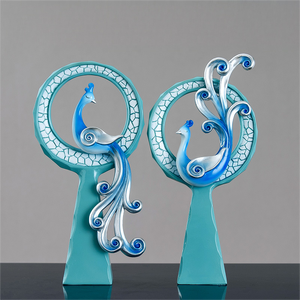 Statua in Resina Stile Nordico Minimalista Retrò <span class=keywords><strong>Fenice</strong></span> Pavone, Oggetto d'Arte per Arredamento Casa e Soggiorno di Tendenza - Product Image 3