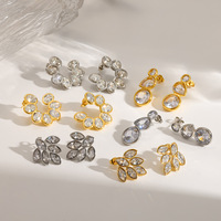 Boucles d'oreilles clous en forme de feuille incrustées de strass, style Ins, préférées des célébrités d'Internet, luxueuses, haut de gamme, en tungstène plaqué or 18 carats