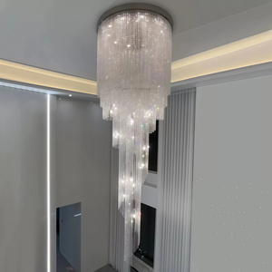 JYLIGHTING <span class=keywords><strong>Lustre</strong></span> suspendu long sur mesure en cristal de verre sinusoïdal hélicoïdal tourbillonnant pour escalier et plafond haut - Product Image 3