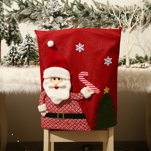 Papá Noel Muñeco de nieve Patrón de cartón Sillas de Navidad Fundas Silla Navidad para fiesta de Navidad Vacaciones - Product Image 6