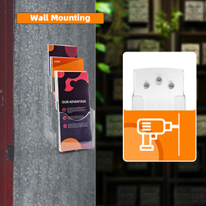 Porte-brochures en acrylique transparent à 2 niveaux de 4 pouces de large, présentoir multi-poches pour brochures et dépliants - Product Image 5