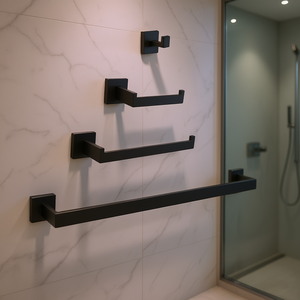 ชุดอุปกรณ์ห้องน้ำหรูหรา DB สแตนเลสสตีลขัดเงา ดีไซน์ทันสมัย ติดผนัง สำหรับโรงแรม - Product Image 2