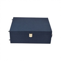 Boîte à vin en bois avec couvercle en cuir PU, insert en mousse tissée, quincaillerie métallique, logo personnalisé avec poignée pour bouteille de vin, emballage cadeau d'entreprise