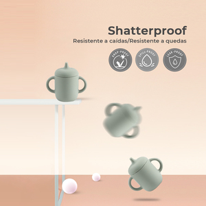 Peralatan makan silikon untuk bayi, Set peralatan makan cangkir bayi silikon tanpa tumpahan 2-in-1 produk bayi silikon - Product Image 4