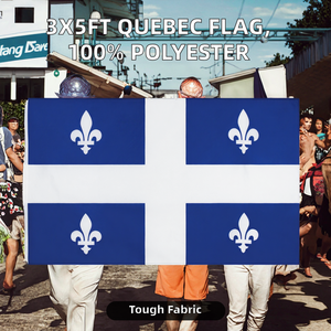 Bandera de la Provincia de Quebec, Canadá, 3x5 pies, 100% Poliéster, Lista para Enviar, Categoría de Producto: Banderas, Marca: ZF Global Export - Product Image 2