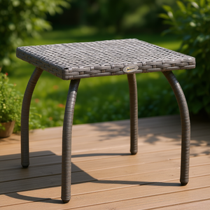 Table d'appoint en rotin gris Outsunny, résistante aux intempéries, pour jardin, balcon, cour, meubles d'extérieur - Product Image 3