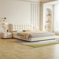 Lit de rangement moderne et luxueux JUNYUHAO, revêtement en tissu haut de gamme, mousse haute densité, cadre en pin certifié E0, taille Queen/King