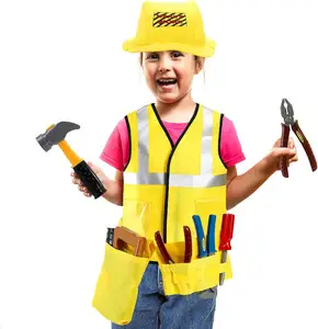 建筑工人儿童角色扮演服装与机械工具套装假装游戏儿童游戏工具套装
