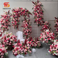Arco de Boda Rosa Personalizado con Flores, Bola de Flores de Rosa Rosa con Arreglo Floral Verde
