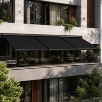 Auvent rétractable en aluminium cinq étoiles, résistant aux intempéries, en tissu acrylique, alimenté par énergie solaire, pour maison de plage ou maison de vacances