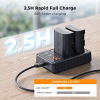 Chargeur rapide double fente K&F Concept LP-E6P pour batteries d'appareil photo Canon EOS R5 Mark II, R6 Mark III, R5, R5 C, R6, R7, R