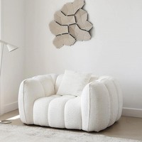 Canapé d'angle trois places en tissu, style nordique moderne, pour salon de villa, style rétro artistique, forme citrouille, avec rembourrage souple, personnalisable