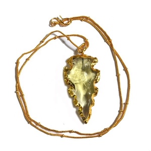 Citron Verre Sculpté Flèches Collier de Guérison En Gros Flèche Collier naturel - Product Image 1