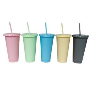 Venta al por mayor: Vasos clásicos de PP de 16 oz con tapas y pajitas, botellas de agua térmicas deportivas modernas, accesorios ligeros para beber, con tapa de rosca para bolsa. - Product Image 3