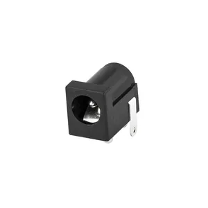 Conector de alimentación de plástico ABS DC, 2,5mm, negro