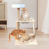 Arbre à chat durable en bois écologique avec griffoir intégré, poteau vertical en corde de sisal, montage facile, maison pour animaux de compagnie
