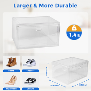 Modern Single-Tier Transparent Shoebox Stackable Plastic <strong>Shoe</strong> <strong>Box</strong> Storage Modular Design <strong>Clear</strong> Stackable - Product Image 2