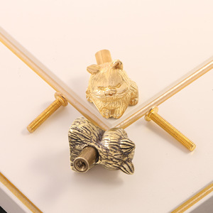 Lovely Cat Shape Brass Pulls Children Bedroom Door Hooks Metal Wardrobe and Cabinet Handles - Product Image 4