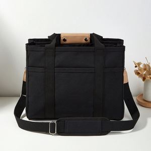 South Korea Style Large Capacity Multi-Compartment <b>Canvas</b> Handheld Lunch <b>Box</b> Bag Versatile Solid Color Cross-body Bento Bag - Product Image 6