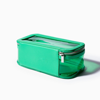Mini trousse de maquillage de voyage en PVC transparent, petite, longue, rectangulaire, avec fenêtre transparente, sacs cosmétiques en PU