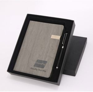Custom Logo Luxury <b>Refillable</b> Stationery Item Notebook Gift Set Business Office USB Diary Blue Pu Leather A5 Journal With <b>Pen</b> - Product Image 6