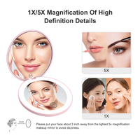 Miroir de maquillage portable à LED compact double face avec option personnalisée - Conception pliable et grossissante