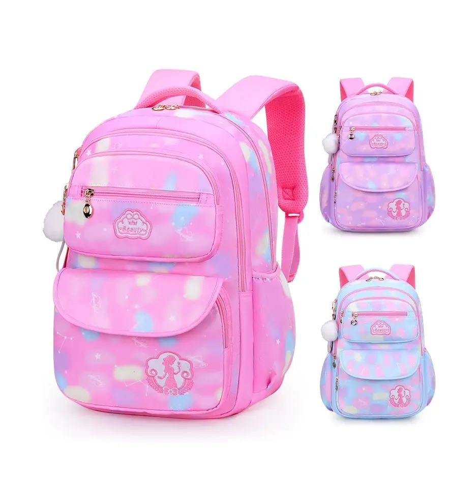 New large capacity waterproof Pink Schoolbag Backpack for Girl Kids Fashion children school bags casual backpack set for student