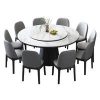 Luxuriöses Modernes Minimalistisches Rundes Esstisch- und Stuhlset - Verstärkter Massivholz- & Granit-Drehtisch für Zuhause & Hotel