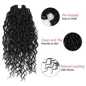 Nouvelles mèches Goddess Locs au crochet, style Boho River, 18 pouces, aspect naturel, <span class=keywords><strong>cheveux</strong></span> synthétiques avec boucles, ombré brun - Product Image 4