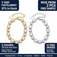 Bracelet à breloques européen de luxe en acier inoxydable plaqué or 18 carats avec zircon, anti-ternissement, pour femmes, vente en gros, prêt à expédier