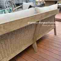 Canapé d'extérieur Hangkai en rotin et teck, imperméable et durable, avec table, pour jardin, patio, balcon, cour