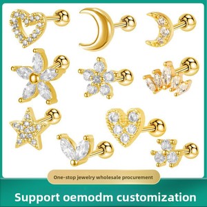 Set di <span class=keywords><strong>Orecchini</strong></span> in Acciaio Inox EH506 con Zirconi, 10 Pezzi, Multi-Stile, <span class=keywords><strong>per</strong></span> Cartilagine, <span class=keywords><strong>Trago</strong></span> ed Elica, <span class=keywords><strong>per</strong></span> Donne, Stile Vintage - Product Image 3