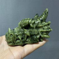 Artisanat en cristal naturel, têtes de dragon en jade XiuYan sculptées, pierres précieuses, dragon serpentine pour la guérison et l'amour, décoration intérieure