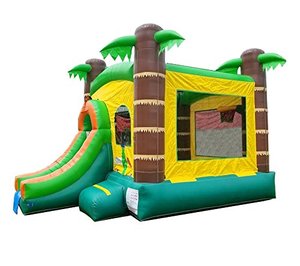 Giá rẻ trượt bơm hơi ngoài trời trẻ em Inflatable nhảy nhiệt đới cây dừa Bouncer lâu đài Inflatable bouncy nhà với trượt - Product Image 4